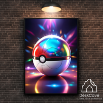 Plakatas „Pokeball“ – A1 (59 × 84 cm), su juodu rėmeliu ir tvirtinimu