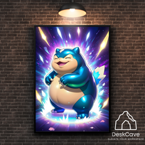 Plakatas „Pokemon Snorlax“ – A2 (42 × 59 cm), su juodu rėmeliu ir tvirtinimu