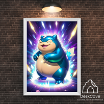 Plakatas „Pokemon Snorlax“ – A1 (59 × 84 cm), su baltu rėmeliu ir tvirtinimu