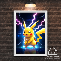 Plakatas „Pokemon Pikachu“ – A4 (21 × 30 cm), su baltu rėmeliu ir tvirtinimu