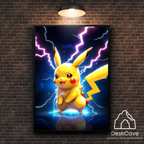 Plakatas „Pokemon Pikachu“ – A1 (59 × 84 cm), su juodu rėmeliu ir tvirtinimu