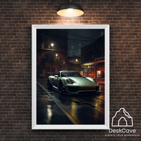 Plakatas „Porsche GT3RS“ – A2 (42 × 59 cm), su baltu rėmeliu ir tvirtinimu