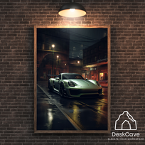 Plakatas „Porsche GT3RS“ – A1 (59 × 84 cm), su medžio spalvos rėmeliu ir tvirtinimu