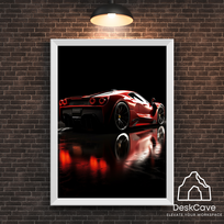 Plakatas „Ferrari Superfast“ – A2 (42 × 59 cm), su baltu rėmeliu ir tvirtinimu