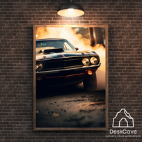 Plakatas „Dodge Challenger“ – A1 (59 × 84 cm), su medžio spalvos rėmeliu ir tvirtinimu