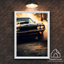 Plakatas „Dodge Challenger“ – A1 (59 × 84 cm), su baltu rėmeliu ir tvirtinimu