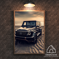 Plakatas „Mercedes-Benz G63“ – A2 (42 × 59 cm), su medžio spalvos rėmeliu ir tvirtinimu