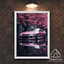 Plakatas „Nissan Silvia“ – A1 (59 × 84 cm), su baltu rėmeliu ir tvirtinimu