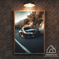 Plakatas „AUDI R8“ – A2 (42 × 59 cm), su medžio spalvos rėmeliu ir tvirtinimu