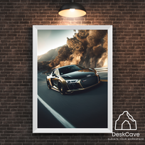 Plakatas „AUDI R8“ – A2 (42 × 59 cm), su baltu rėmeliu ir tvirtinimu