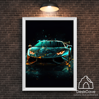 Plakatas „Lamborghini Hurracan“ – A2 (42 × 59 cm), su baltu rėmeliu ir tvirtinimu