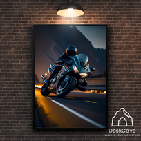 Plakatas „Gatvės baikeris“ – A1 (59 × 84 cm), su juodu rėmeliu ir tvirtinimu