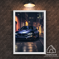 Plakatas „BMW M4 F82“ – A1 (59 × 84 cm), su baltu rėmeliu ir tvirtinimu