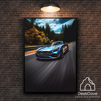 Plakatas „Mercedes GT AMG“ – A3 (30 × 42 cm), su juodu rėmeliu ir tvirtinimu