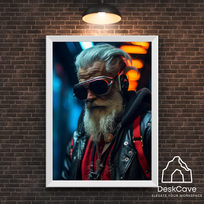 Plakatas „Cyber Grandpa“ – A2 (42 × 59 cm), su baltu rėmeliu ir tvirtinimu