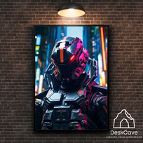 Plakatas „Kibernetinis robotas“ – A2 (42 × 59 cm), su medžio spalvos rėmeliu ir tvirtinimu