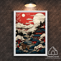 Plakatas „Japonijos tapyba“ – A3 (30 × 42 cm), su baltu rėmeliu ir tvirtinimu