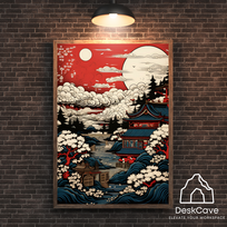Plakatas „Japonijos tapyba“ – A1 (59 × 84 cm), su juodu rėmeliu ir tvirtinimu