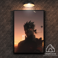 Plakatas „Nindzė su raudonomis akimis“ – A2 (42 × 59 cm), su medžio spalvos rėmeliu ir tvirtinimu