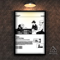 Plakatas „Trio Jujutsu“ – A2 (42 × 59 cm), su juodu rėmeliu ir tvirtinimu