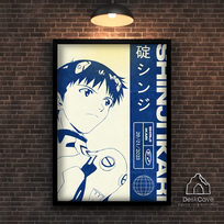 Plakatas „Shinji Ikari“ – A1 (59 × 84 cm), su juodu rėmeliu ir tvirtinimu