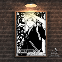 Plakatas „Bleach“ – A4 (21 × 30 cm), su medžio spalvos rėmeliu ir tvirtinimu