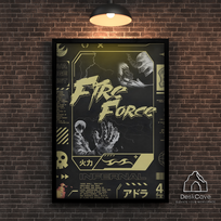 Plakatas „Fire Force“ – A3 (30 × 42 cm), su juodu rėmeliu ir tvirtinimu