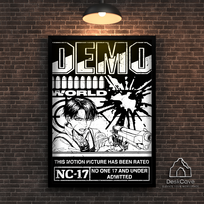 Plakatas „Demo pasaulis“ – A1 (59 × 84 cm), su juodu rėmeliu ir tvirtinimu