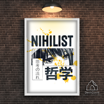 Plakatas „Nihilist“ – A4 (21 × 30 cm), su baltu rėmeliu ir tvirtinimu