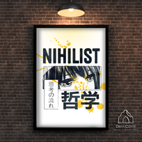 Plakatas „Nihilist“ – A1 (59 × 84 cm), su juodu rėmeliu ir tvirtinimu