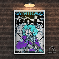 Plakatas „Kamikaze“ – A1 (59 × 84 cm), su baltu rėmeliu ir tvirtinimu