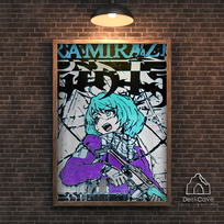 Plakatas „Kamikaze“ – A1 (59 × 84 cm), su medžio spalvos rėmeliu ir tvirtinimu