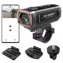 AKEEYO AKY-710S 4K motociklo vaizdo registratorius su dviem kameromis, GPS, Wi-Fi, IP67 vandeniui atsparus - juodas