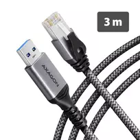 Goobay AXAGON ADE-AM30 USB-A Gigabit Ethernet tinklo adapteris su integruotu 3 m CAT6 kabeliu, RJ-45