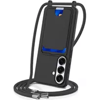 Hurtel TPU dėklas su kortelių laikikliu ir skersine juostele Samsung Galaxy S26, juodas