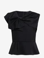 French Connection - Fenix Satin Big Bow Peplum Top - Marškinėliai be rankovių - Juoda