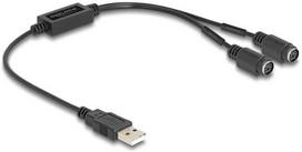 DeLOCK USB į PS/2 adapteris, 0,43 m, 2x 6-p Mini-DIN, USB A, moteriškas, vyriškas, juodas