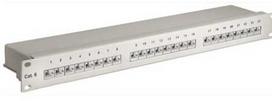 Goobay CAT 6 19 colių (48,3 cm) pataisų skydas, 24 prievadų (1 U), RJ-45, Cat6, 22/26, pilkas, montuojamas stove, 1U