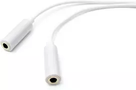 System-s audio y kabelis 20 cm stereo aux jack 3.5 mm male į 2 x female adapteris, baltas