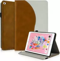 Succtopy dėklas, skirtas ipad 9.7 colių (2018/2017 modelis, 6-oji/5-oji karta)/ipad air 1/2 apsaugos dėklas itin plonas pu odos dėklas su stovo funkcija ir pieštuko laikikliu planšetinio kompiuterio dėklas, skirtas ipad 6/5, rudos spalvos