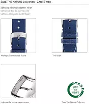 Morellato Save The Nature Collection Zante Mod vyriškas laikrodžio dirželis iš perdirbtos odos pluošto A01x5393d16, mėlynas, apyrankė