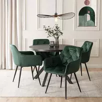 Mebel Elite Išskleidžiamas stalo ir 4 kėdžių komplektas, 100–250 cm, juodas ir žalias
