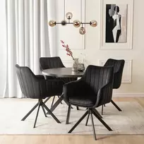 Mebel Elite Išskleidžiamasis stalas LUKAS ir 4 kėdės MUMBAI, 100–250 cm, juodi