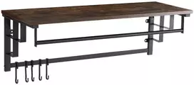 Mebel Elite Prieškambario kabykla su lentyna ir 5 kabliukais, 80 cm, rustikinio ąžuolo ir juoda