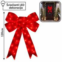 kalėdinė 3D LED dekoracija – raudonas kaspinas, 120 cm, 168 LED