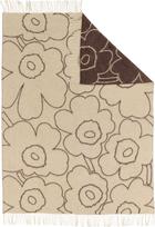 Marimekko Vilnonis pledas Piirto Unikko 130 x 170 cm, kreminės ir rudos spalvos
