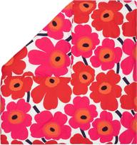 Marimekko Antklodės užvalkalas Unikko 240 x 220 cm, baltai raudonas, iš perkelio medvilnės