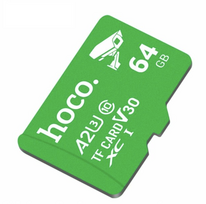 „Hoco“ žalios spalvos „microSD“ atminties kortelė, 64GB, klasė 10, UH-1, U3, V30, A2