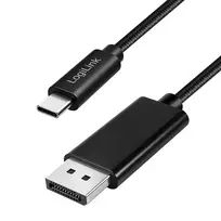 Logilink CUA0132 USB 3.2 Gen2 Type-C kabelis, C/M į DP/M, 8K/60 Hz, nailonas, metalas, juodas, 3 m