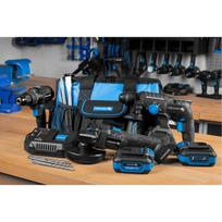 Hogert įrankių rinkinys HT2E300-BLCONSTR-SET, 80Nm, 125mm, 2x4Ah, 4A, bešepetėlinis, SDS+, Softgrip